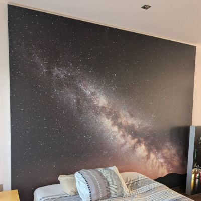 Marco textil de pared con perfil 26 mm, tela impresa y silicona