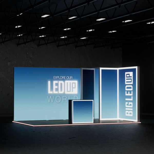 Stand Retroiluminado con Cajas de Luz Portátiles Modulares BIG LED UP 5×3 m