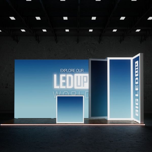 Stand Retroiluminado con Cajas de Luz Portátiles Modulares BIG LED UP 5×3 m