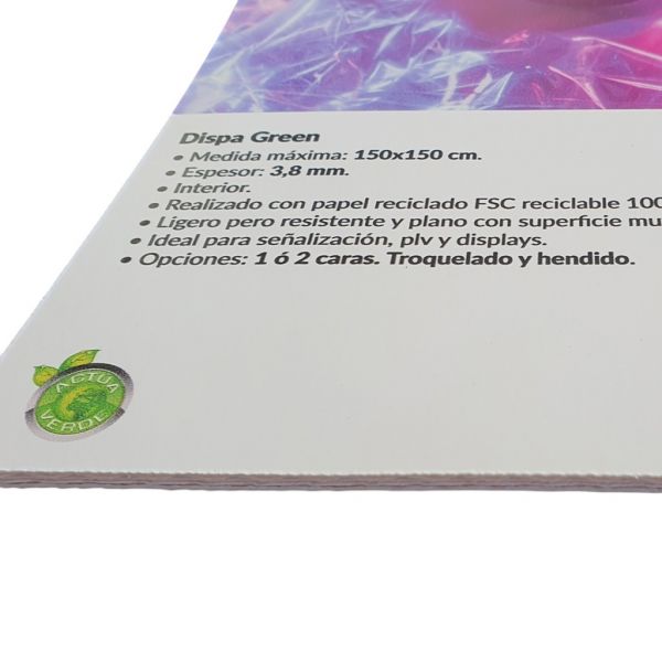 Panel Dispa Green 3,8 mm impreso para PLV y señalética