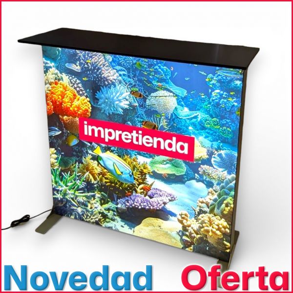 Mostrador Caja de Luz Plegable Portátil Doble Cara 100x100 cm con Telas Backlight Incluidas (Oferta hasta 30/4)