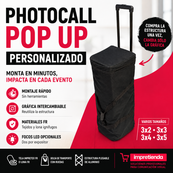 Photocall Pop Up personalizado con impresión portátil para eventos