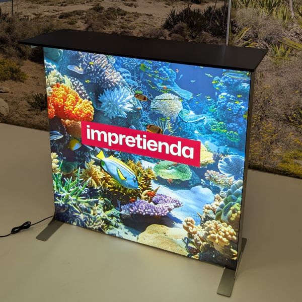 Mostrador Caja de Luz Plegable Portátil Doble Cara 100x100 cm con Telas Backlight Incluidas