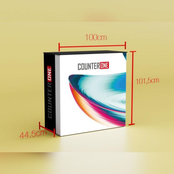 Mostrador Caja de Luz Portátil Counter One LED UP Con Maleta y Telas Incluidas