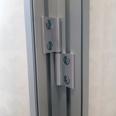 Set de 2 Bisagras con Tornillos para Perfil Doble Cara - Unión de Marcos a 90º