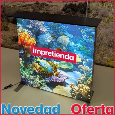 Mostrador Caja de Luz Plegable Portátil Doble Cara 100x100 cm con Telas Backlight Incluidas (Oferta hasta 30/4)