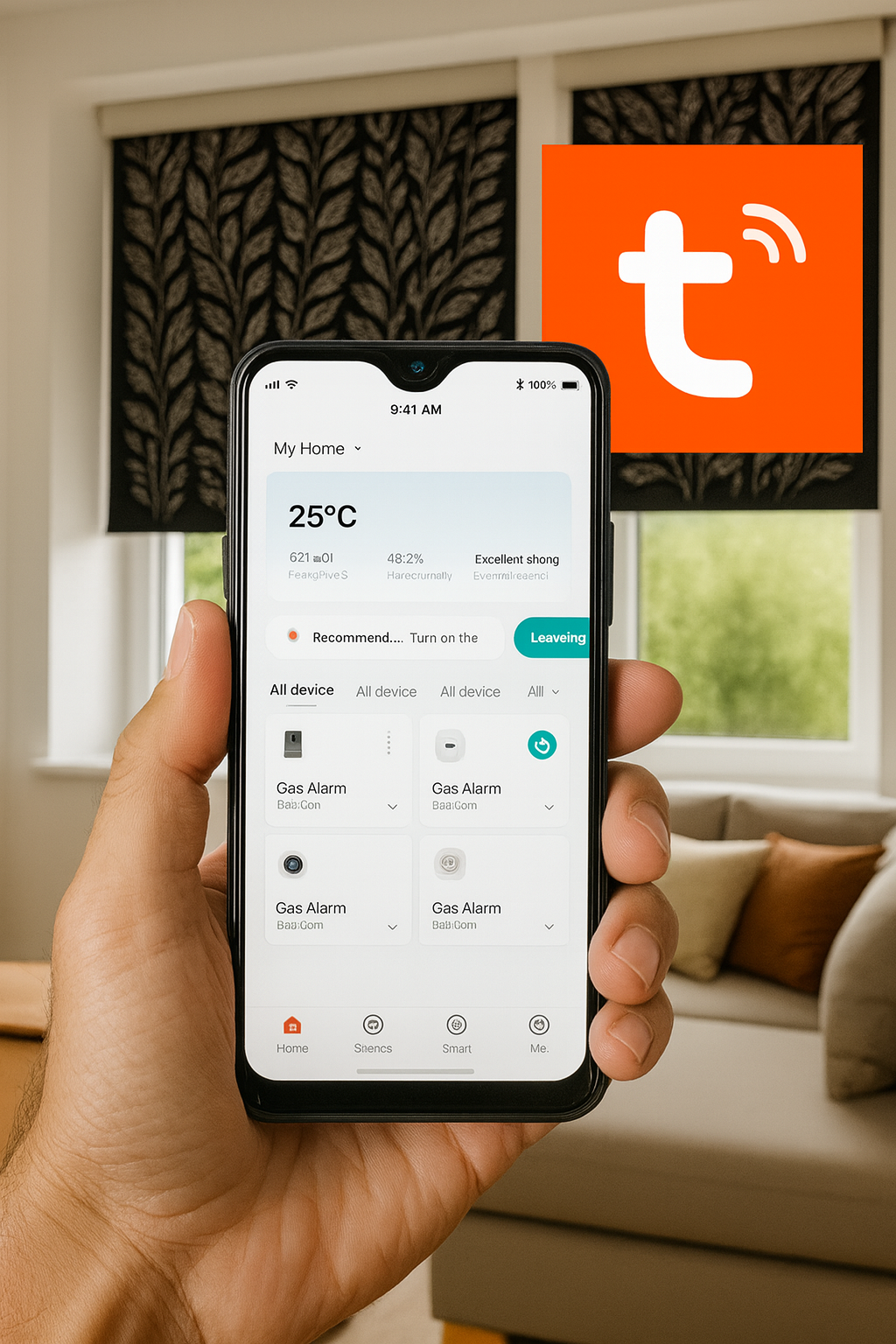 Control del estor enrollable desde móvil mediante App Tuya Smart — motor Wi-Fi Impretienda