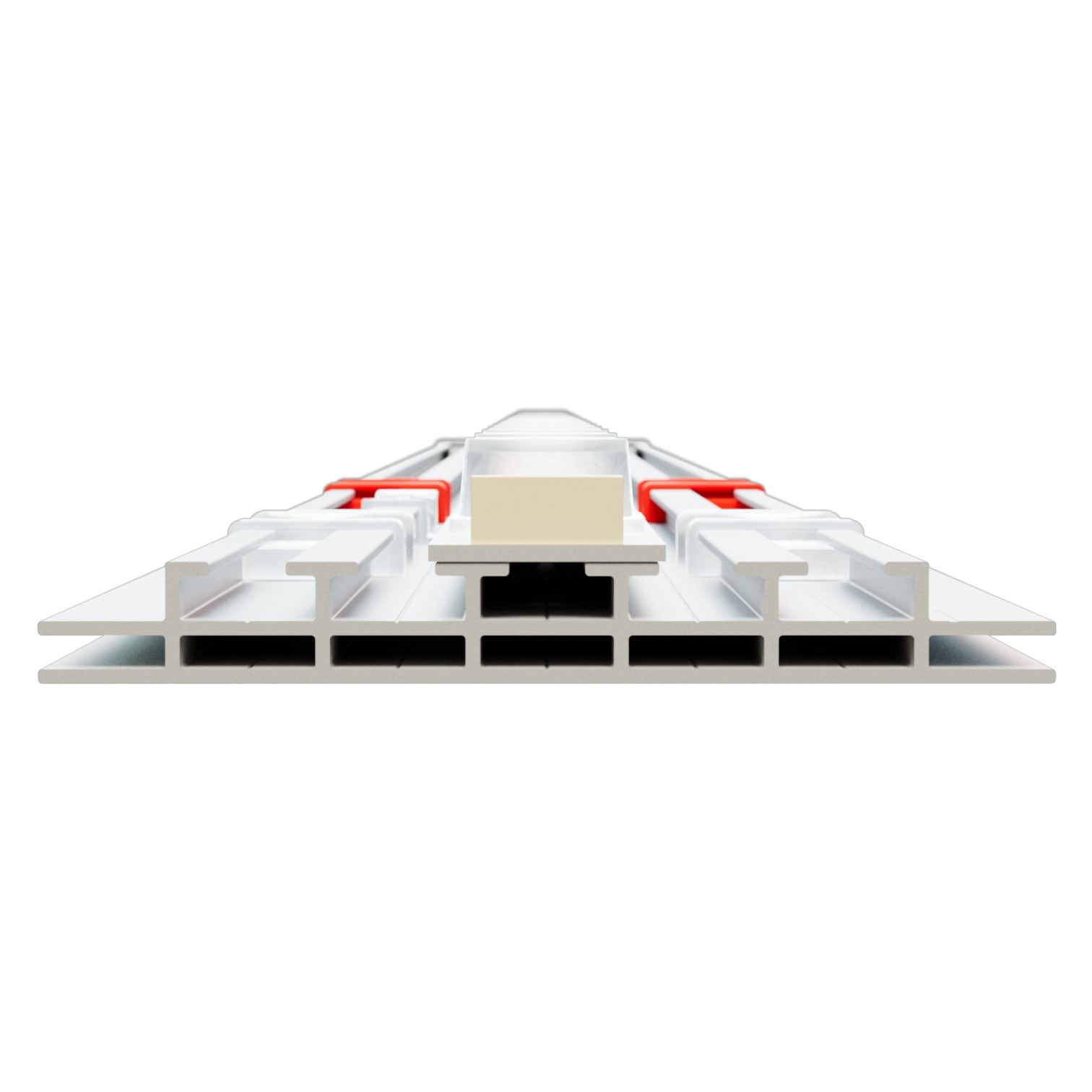 Detalle del perfil de estructura de caja de luz modular.